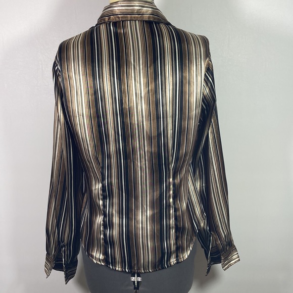 Giorgio Fiorlini  Long Sleeve Striped Button Front Top Size Small - Picture 5 of 7